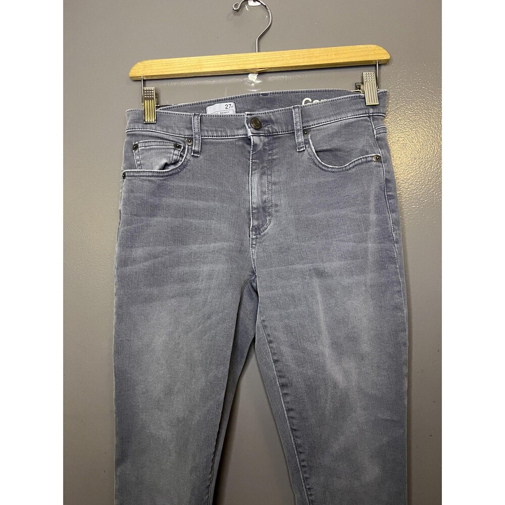 Gap 1969 True Skinny Jeans Womens 27R Gray Charcoal Wash Mid Rise Stretch Denim